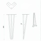 42 CM HAIRPIN BORDBEN-TRE STENGER+ GULVBESKYTTER    thumbnail