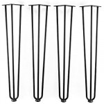 71CM HAIRPIN BORDBEN - 4 BEN, svart -TRE STENGER + gulvbeskytter   